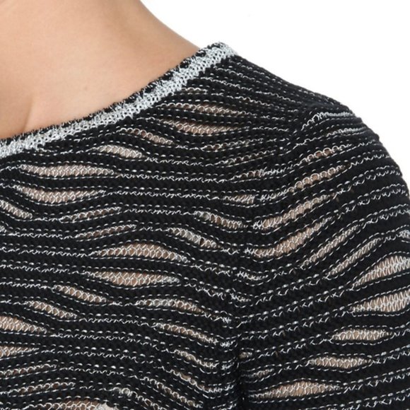 Maje Melodie Jacquard Metallic Open Knit Sweater / Size 1 / Small - Picture 4 of 13